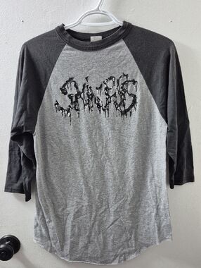 Vintage Skinless Gray and Dark Gray Raglan Baseball Tee